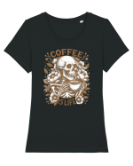 Coffee is Life Tricou mânecă scurtă guler larg fitted Damă Expresser