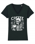 Coffee Makes Me Nicer Tricou mânecă scurtă guler V Damă Evoker