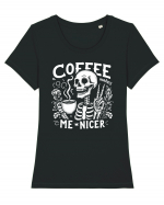 Coffee Makes Me Nicer Tricou mânecă scurtă guler larg fitted Damă Expresser