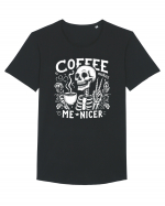 Coffee Makes Me Nicer Tricou mânecă scurtă guler larg Bărbat Skater