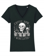 Coffee Now Wine Later Tricou mânecă scurtă guler V Damă Evoker