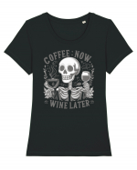 Coffee Now Wine Later Tricou mânecă scurtă guler larg fitted Damă Expresser