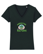 Addicted To Nature  Tricou mânecă scurtă guler V Damă Evoker