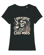 I Run On Coffee and Cuss Words Tricou mânecă scurtă guler larg fitted Damă Expresser