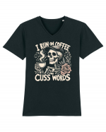 I Run On Coffee and Cuss Words Tricou mânecă scurtă guler V Bărbat Presenter