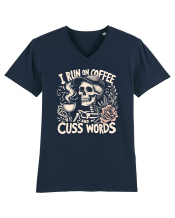 I Run On Coffee and Cuss Words French Navy
