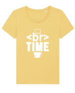 Funny Coding Tricou mânecă scurtă guler larg fitted Damă Expresser
