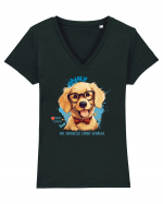 MIAU! DA, VORBESC LIMBI STRAINE - Retriever Tricou mânecă scurtă guler V Damă Evoker