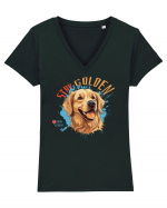 STAY GOLDEN - Golden Retriever Tricou mânecă scurtă guler V Damă Evoker