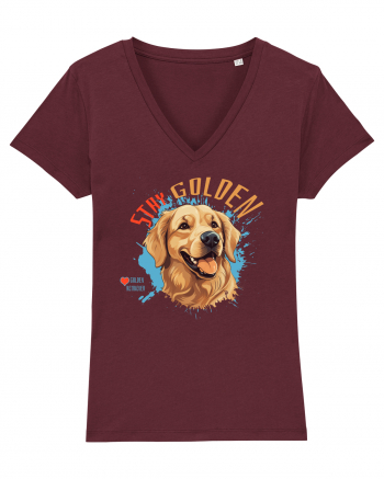 STAY GOLDEN - Golden Retriever Burgundy