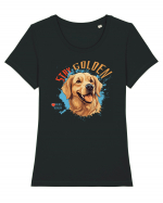 STAY GOLDEN - Golden Retriever Tricou mânecă scurtă guler larg fitted Damă Expresser