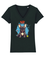 NO -  French Bulldog Tricou mânecă scurtă guler V Damă Evoker