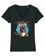 OH LA LA, BON JOUR -  French Bulldog Tricou mânecă scurtă guler V Damă Evoker