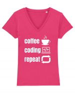 Funny Coding Tricou mânecă scurtă guler V Damă Evoker