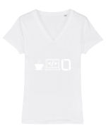 Funny Coding Tricou mânecă scurtă guler V Damă Evoker