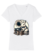 Vintage Easter Rabbit Tricou mânecă scurtă guler V Damă Evoker