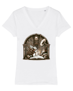 Vintage Steampunk Easter Rabbit Tricou mânecă scurtă guler V Damă Evoker