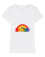 Rainbow Cat Tricou mânecă scurtă guler V Damă Evoker