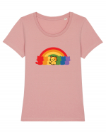 Rainbow Cat Tricou mânecă scurtă guler larg fitted Damă Expresser