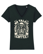 No Talkie before Coffee Tricou mânecă scurtă guler V Damă Evoker