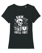 Shh Coffee First Tricou mânecă scurtă guler larg fitted Damă Expresser