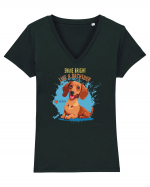 SHINE BRIGHT LIKE A DACHSUND - Dachsund / Teckel Tricou mânecă scurtă guler V Damă Evoker