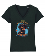 MY WIENER HAS A HEART ON - Dachsund / Teckel Tricou mânecă scurtă guler V Damă Evoker