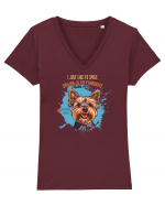 I JUST LIKE TO SMILE - Yorkshire Terrier Tricou mânecă scurtă guler V Damă Evoker