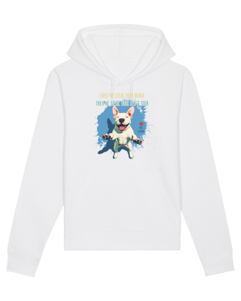 FIRST WE STEAL YOUR HEART, THEN YOUR BED & SOFA - Bull Terrier White