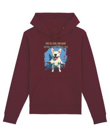 FIRST WE STEAL YOUR HEART, THEN YOUR BED & SOFA - Bull Terrier Burgundy