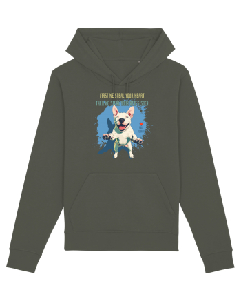 FIRST WE STEAL YOUR HEART, THEN YOUR BED & SOFA - Bull Terrier Khaki