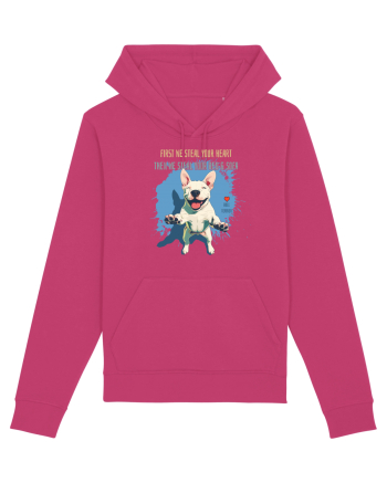 FIRST WE STEAL YOUR HEART, THEN YOUR BED & SOFA - Bull Terrier Raspberry