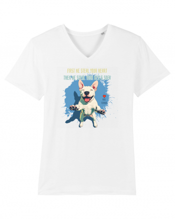 FIRST WE STEAL YOUR HEART, THEN YOUR BED & SOFA - Bull Terrier White
