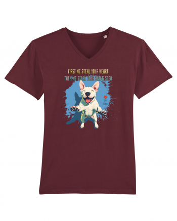 FIRST WE STEAL YOUR HEART, THEN YOUR BED & SOFA - Bull Terrier Burgundy