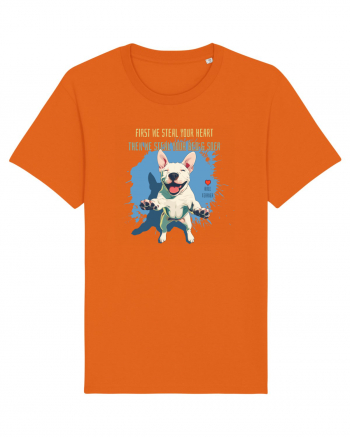 FIRST WE STEAL YOUR HEART, THEN YOUR BED & SOFA - Bull Terrier Bright Orange