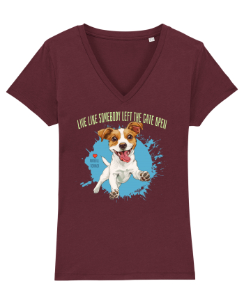 LIVE LIKE SOMEBODY LEFT THE GATE OPEN - Russell Terrier Burgundy