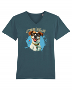 EVERY DAY I`M RUSSELLIN` - Russell Terrier Tricou mânecă scurtă guler V Bărbat Presenter