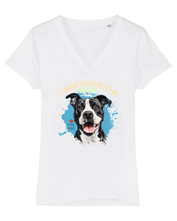 DANGEROUS TO LEAVE PITTBULLS WITH KIDS, KIDS  ARE SCARY - Pitbull White