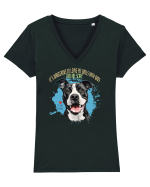 DANGEROUS TO LEAVE PITTBULLS WITH KIDS, KIDS  ARE SCARY - Pitbull Tricou mânecă scurtă guler V Damă Evoker