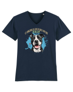 DANGEROUS TO LEAVE PITTBULLS WITH KIDS, KIDS  ARE SCARY - Pitbull Tricou mânecă scurtă guler V Bărbat Presenter