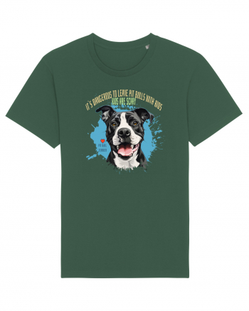 DANGEROUS TO LEAVE PITTBULLS WITH KIDS, KIDS  ARE SCARY - Pitbull Bottle Green