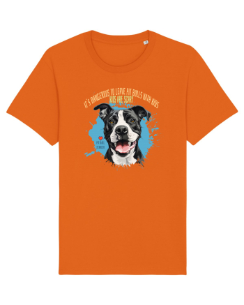 DANGEROUS TO LEAVE PITTBULLS WITH KIDS, KIDS  ARE SCARY - Pitbull Bright Orange