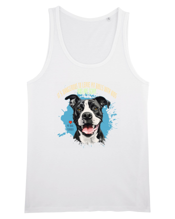 DANGEROUS TO LEAVE PITTBULLS WITH KIDS, KIDS  ARE SCARY - Pitbull White