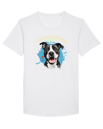 DANGEROUS TO LEAVE PITTBULLS WITH KIDS, KIDS  ARE SCARY - Pitbull White