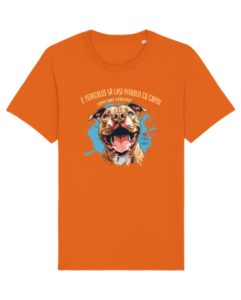 PERICULOS SA LASI PITBULII CU COPIII, COPIII SUNT GROAZNICI - Pitbull Bright Orange