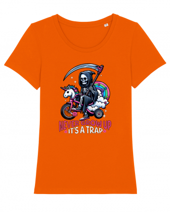 Ilustrație schelet amuzant călare pe un triciclu Bright Orange