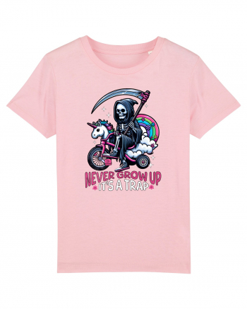 Ilustrație schelet amuzant călare pe un triciclu Cotton Pink