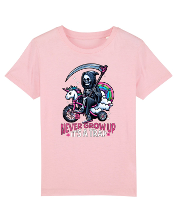 Ilustrație schelet amuzant călare pe un triciclu Cotton Pink