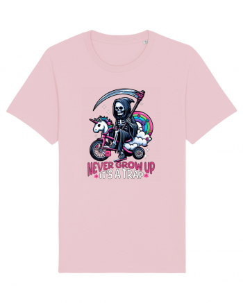 Ilustrație schelet amuzant călare pe un triciclu Cotton Pink