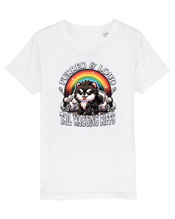 Pomeranian Amuzant Rock - Pufos și Zgomotos White